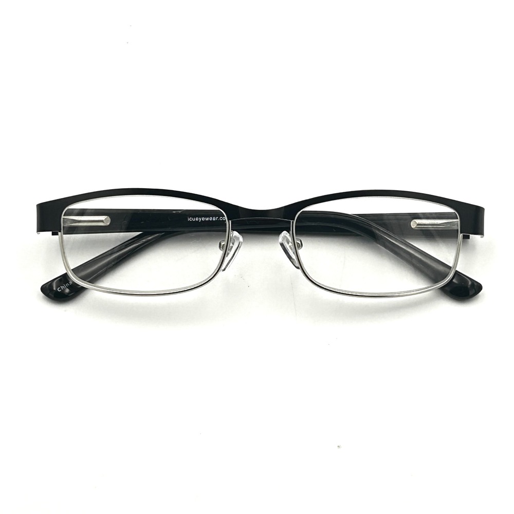 ICU Eyewear Reading Glasses +1.75 Black Silver Semi Rimless Rectangular Readers
